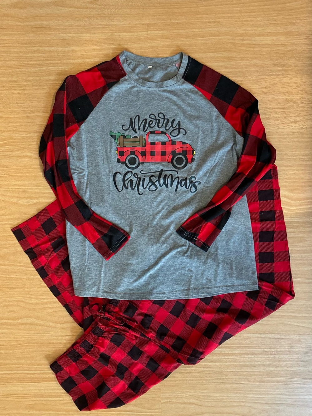 Women’s  Merry Christmas Red Buffalo Plaid Pajama Set